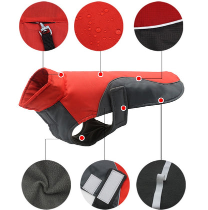 Waterproof Reflective Dog Jacket – Warm Fleece Lined Coat for Large Dogs