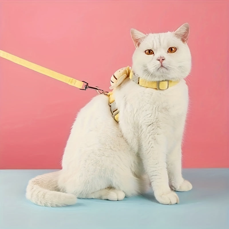 Cute Bee Plaid Adjustable Cat Harness & Leash