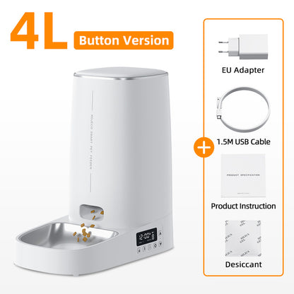 ROJECO 4L Automatic Pet Feeder  WiFi & Button Control for Cats & Dogs