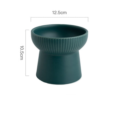 Elevated Ceramic Cat Bowl with High Foot and Neck Protection