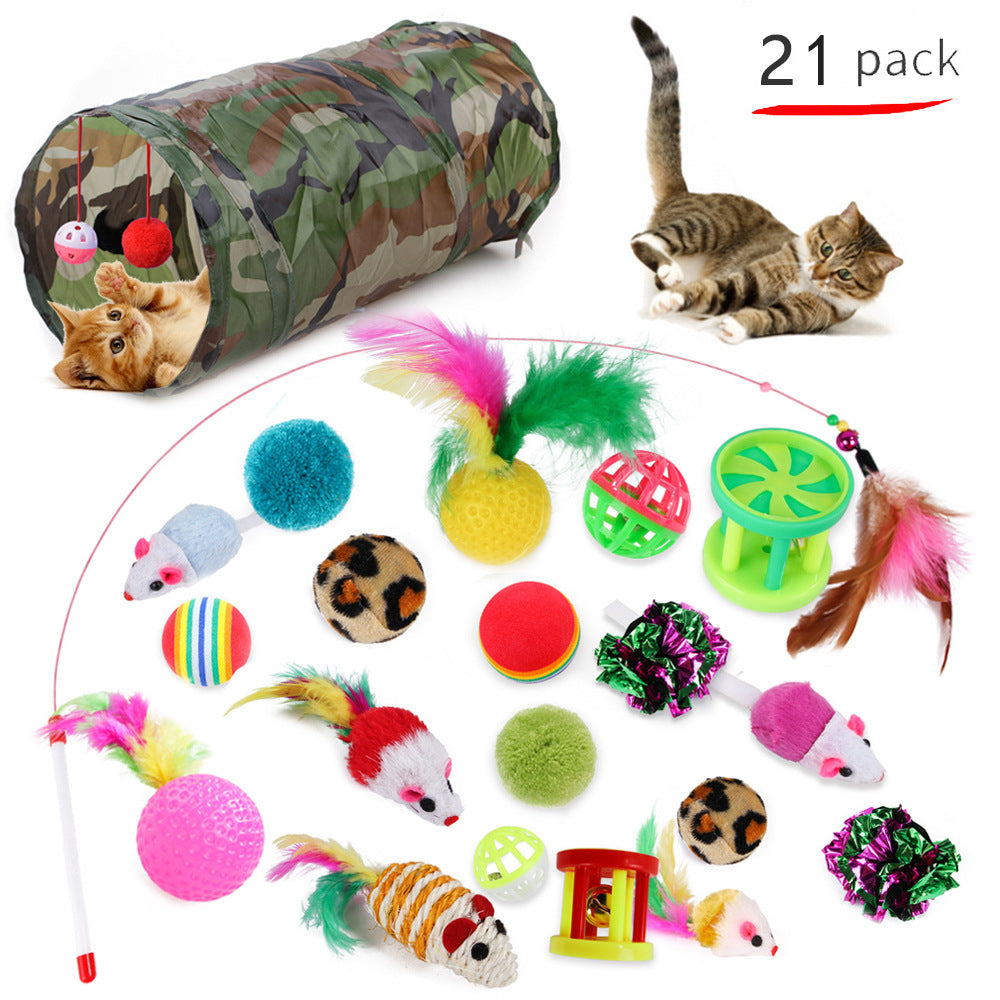 Katzenspielzeug-Set – Plüsch, Feder und interaktives Spielzeug