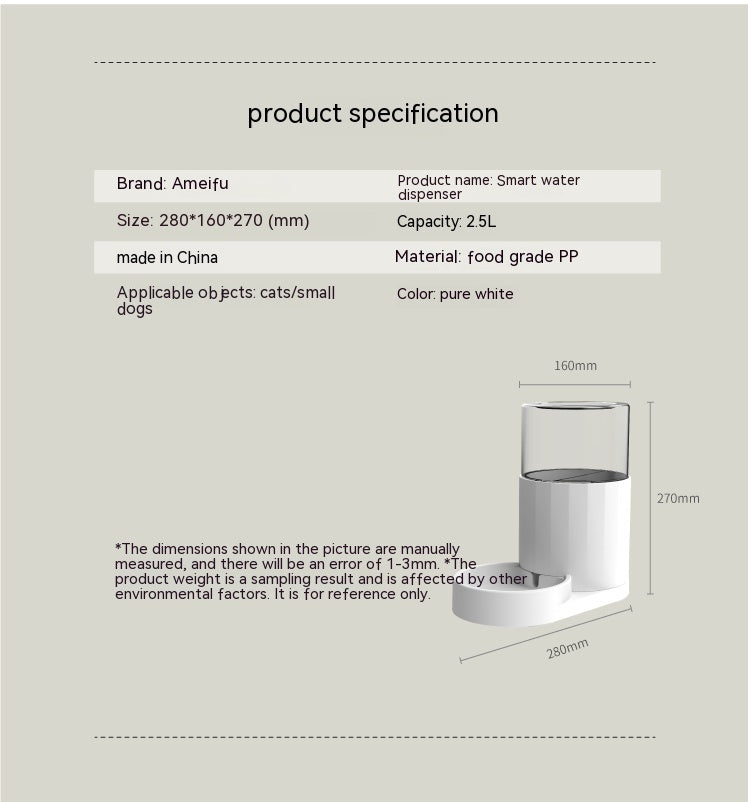 Automatic Cat Water Fountain Food-Grade Hydration Dispenser