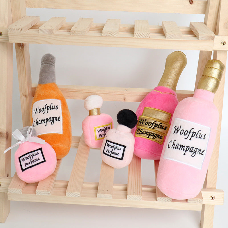 Wine & Perfume Bottle Plush Dog Toy