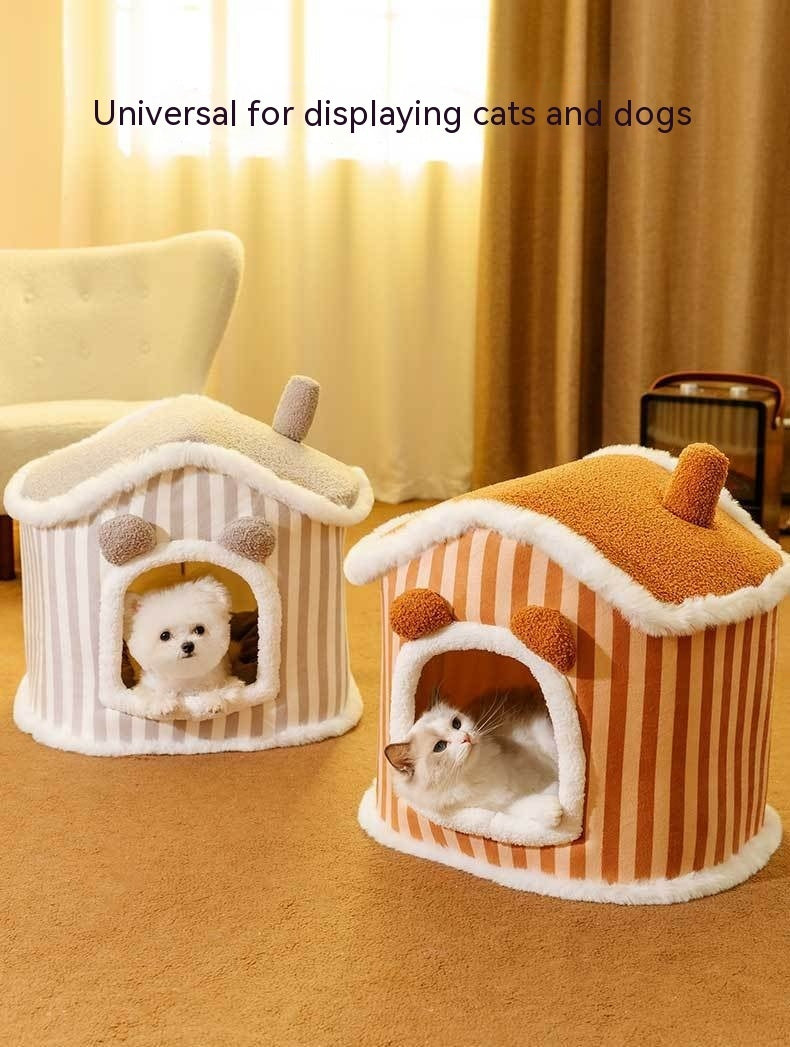Autumn & Winter Warm Cat Bed Cozy Closed Cat Kennel
