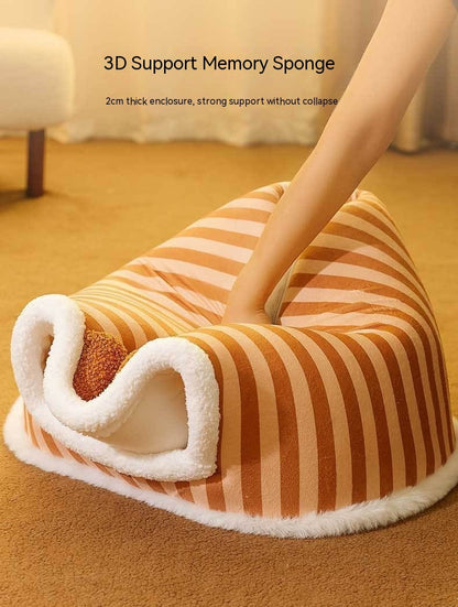 Autumn & Winter Warm Cat Bed Cozy Closed Cat Kennel