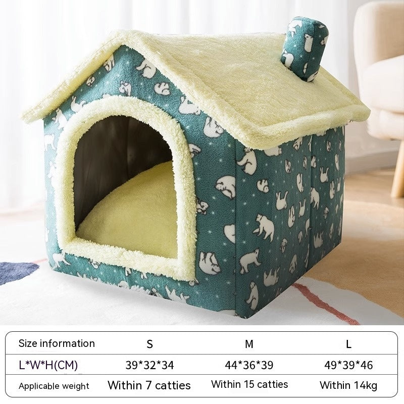 Autumn & Winter Cozy Closed Cat Kennel Bed