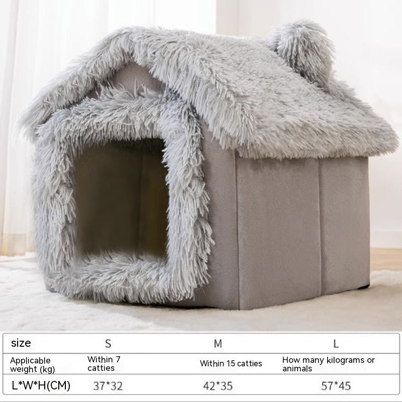 Autumn & Winter Cozy Closed Cat Kennel Bed