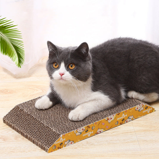 Trapezoidal cat scratching board