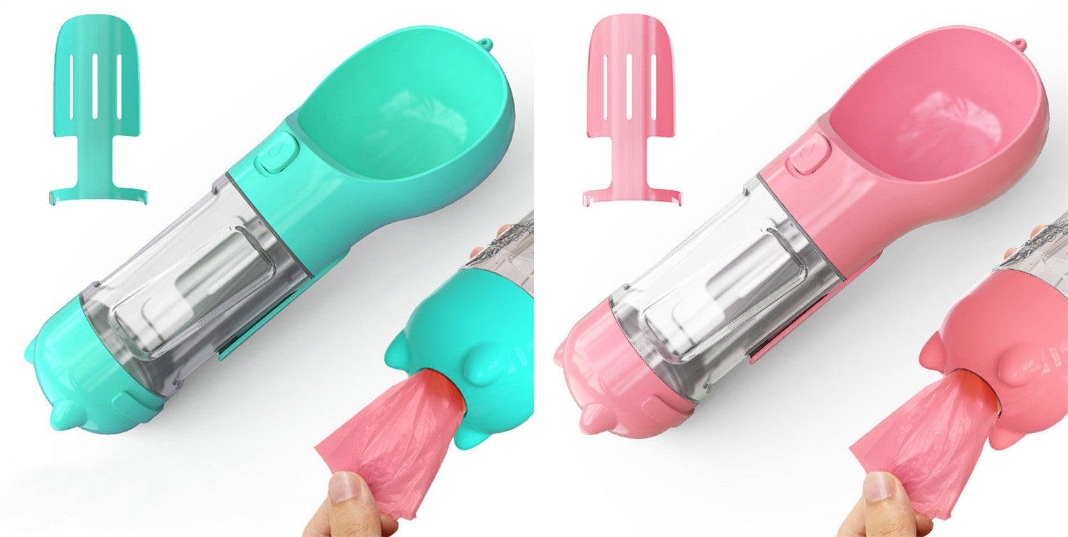 3 In 1 Pet Water Bottle Feeder Bowl Garbage Bag