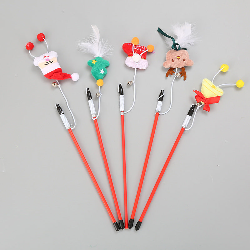 ToyTigris Christmas Feather Wand Cat Toy