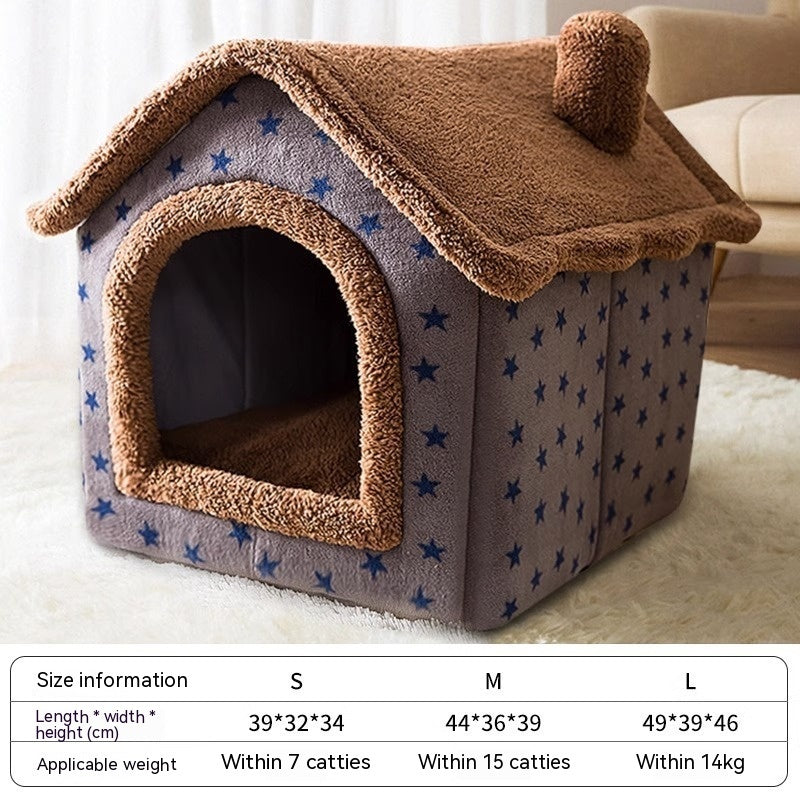 Autumn & Winter Cozy Closed Cat Kennel Bed