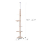 ToyTigris 5-Tier Adjustable Floor to Ceiling Cat Tree in Beige