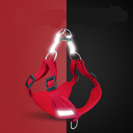 Reflective LED Dog Harness & Leash Vest – No-Pull Adjustable Chest Strap Set