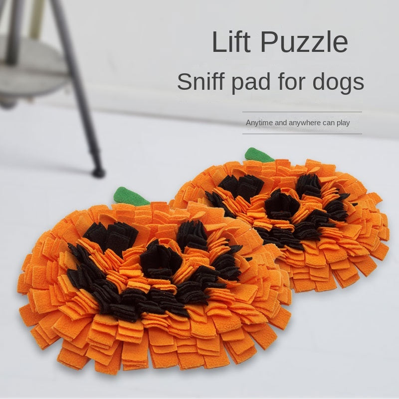 Pumpkin dog sniffing mat