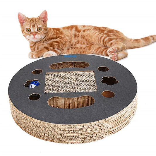 Corrugated Scratch Board Cat Toy – Durable Cat Scratcher with Bell