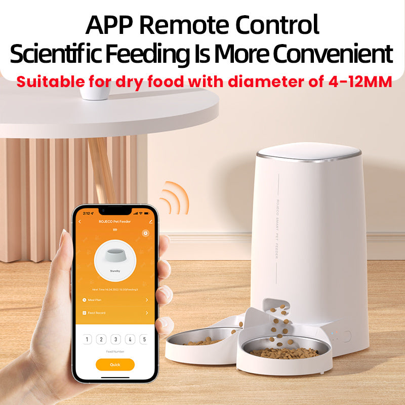 ROJECO 4L Automatic Pet Feeder  WiFi & Button Control for Cats & Dogs