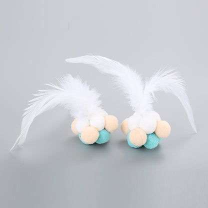 Cat Toy Feather Ball Interactive Plush Cat Toy