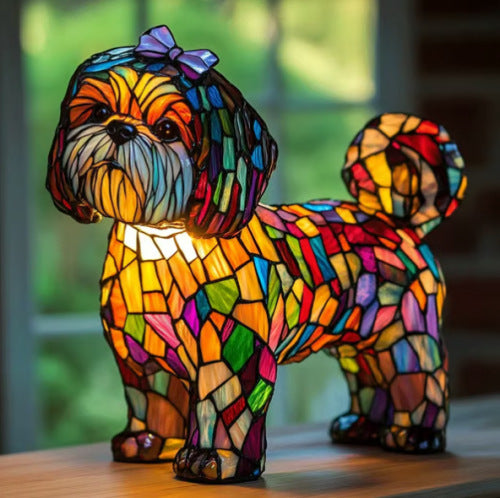 Dog Lamp Resin Craft Decor - Colorful Canine Lights