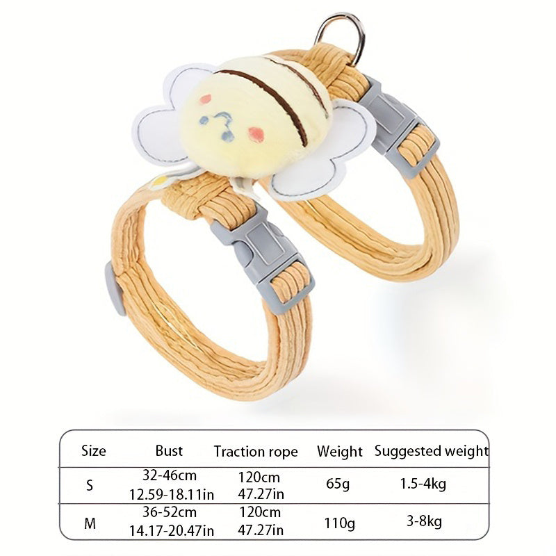 Cute Bee Plaid Adjustable Cat Harness & Leash