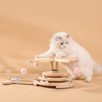 Wooden Helicopter Cat Ball Track Scratcher Toy