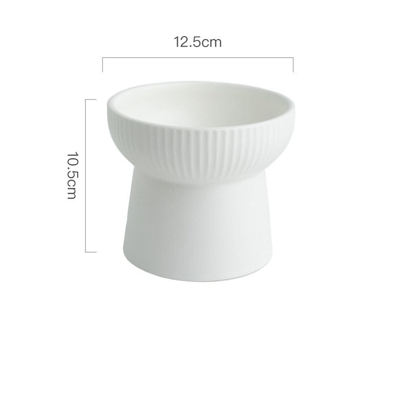 Elevated Ceramic Cat Bowl with High Foot and Neck Protection