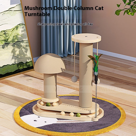 ToyTigris Solid Wood Cat Turntable Scratching Post