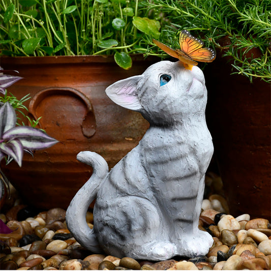 Creative Cat Butterfly Garden Resin Light