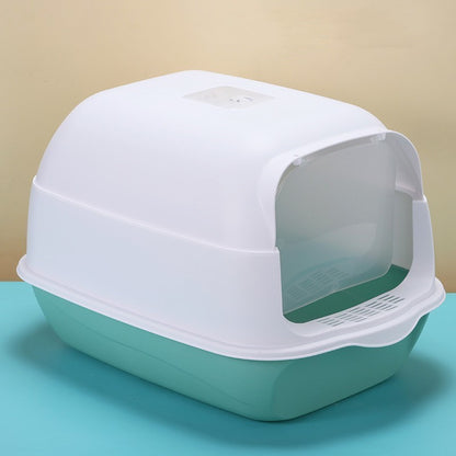 Oversized Splash-Proof Cat Litter Box Semi-Enclosed, Easy-Clean Design