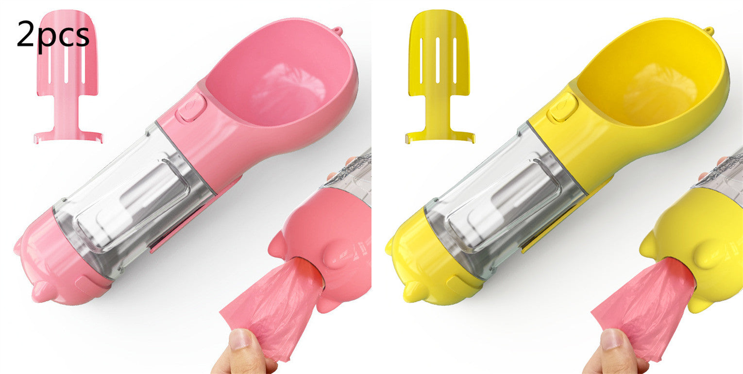 3 In 1 Pet Water Bottle Feeder Bowl Garbage Bag