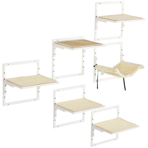 ToyTigris 6-pc Modern Cat Wall Shelves For Indoor Cats