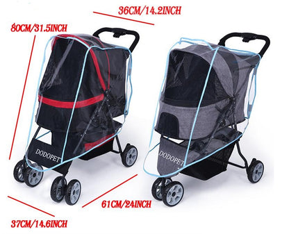 Waterproof Pet Stroller With Rain Cover