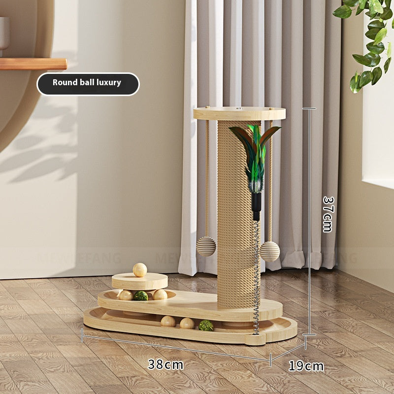 ToyTigris Solid Wood Cat Turntable Scratching Post