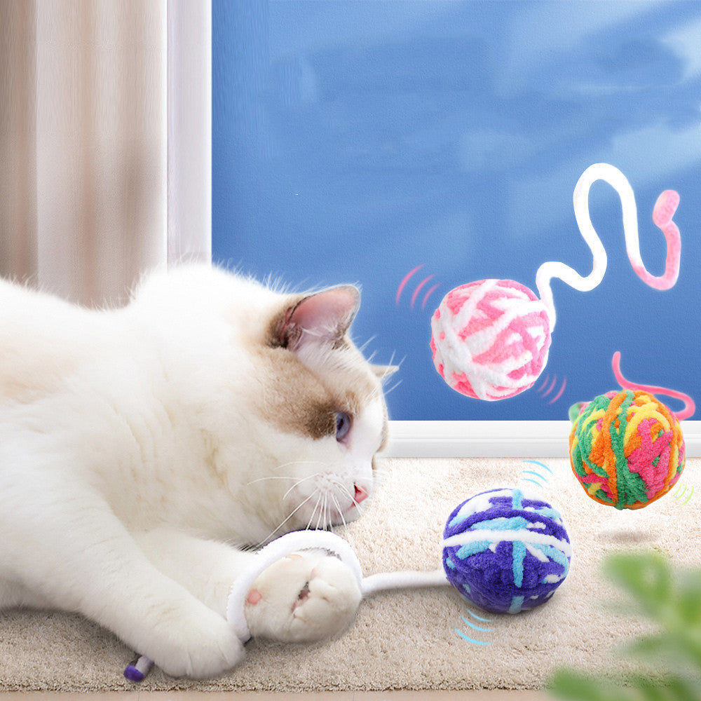 Colorful Wool Bell Ball Cat Toy Interactive Plush Play for Cats