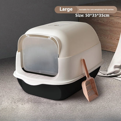 Fully Enclosed Cat Litter Box Splash-Proof, Easy-Clean Cat Toilet