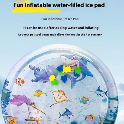 Cat Summer Cooling Pad With Built-in Simulation Fish Toys