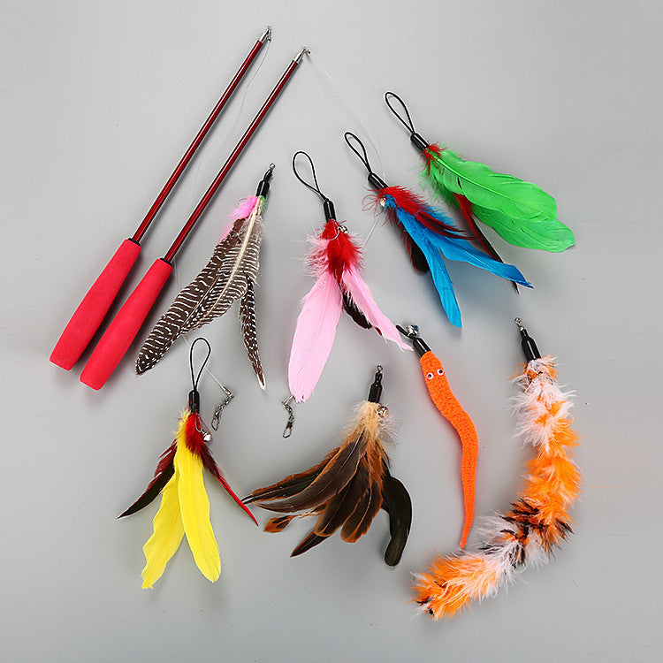 Cat Stick Toy Set Interactive Telescopic Cat Play Kit