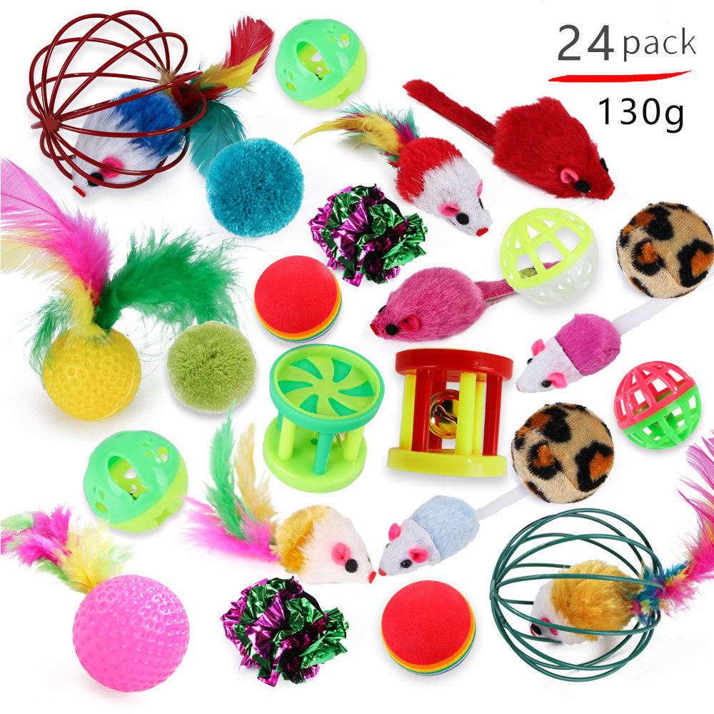 Variety Pack of Cat Toys Plush, Feather & Interactive Play Set