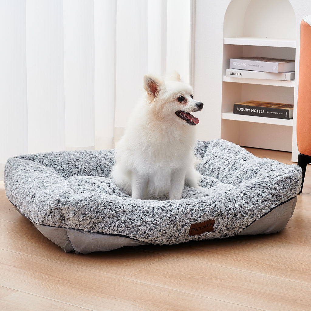 Luxury Swirl Rose Velvet Dog Bed
