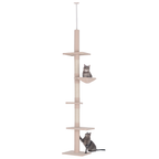 ToyTigris 5-Tier Adjustable Floor to Ceiling Cat Tree in Beige
