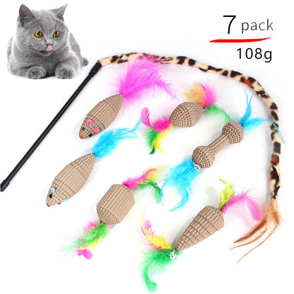 Variety Pack of Cat Toys Plush, Feather & Interactive Play Set