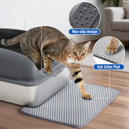 Stainless Steel Cat Litter Box Scoop And Mat Included