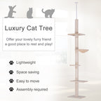 ToyTigris 5-Tier Adjustable Floor to Ceiling Cat Tree in Beige