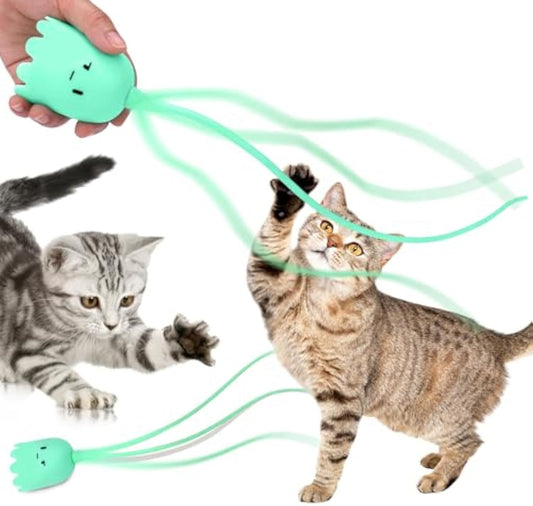 Electric Swinging Tail Cat Toy Interactive Silicone Pet Teaser