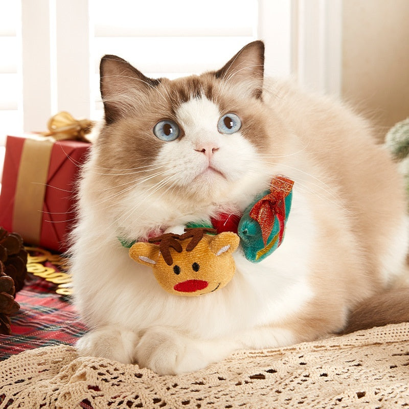 Pet Christmas Collar - Festive Plush Collars for Dogs & Cats