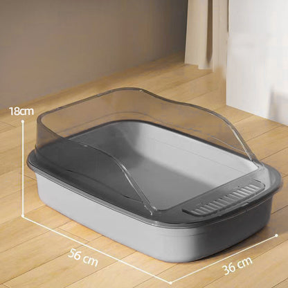 Oversized Splash-Proof Cat Litter Box Semi-Enclosed, Easy-Clean Design