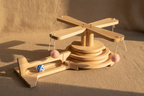 Wooden Helicopter Cat Ball Track Scratcher Toy
