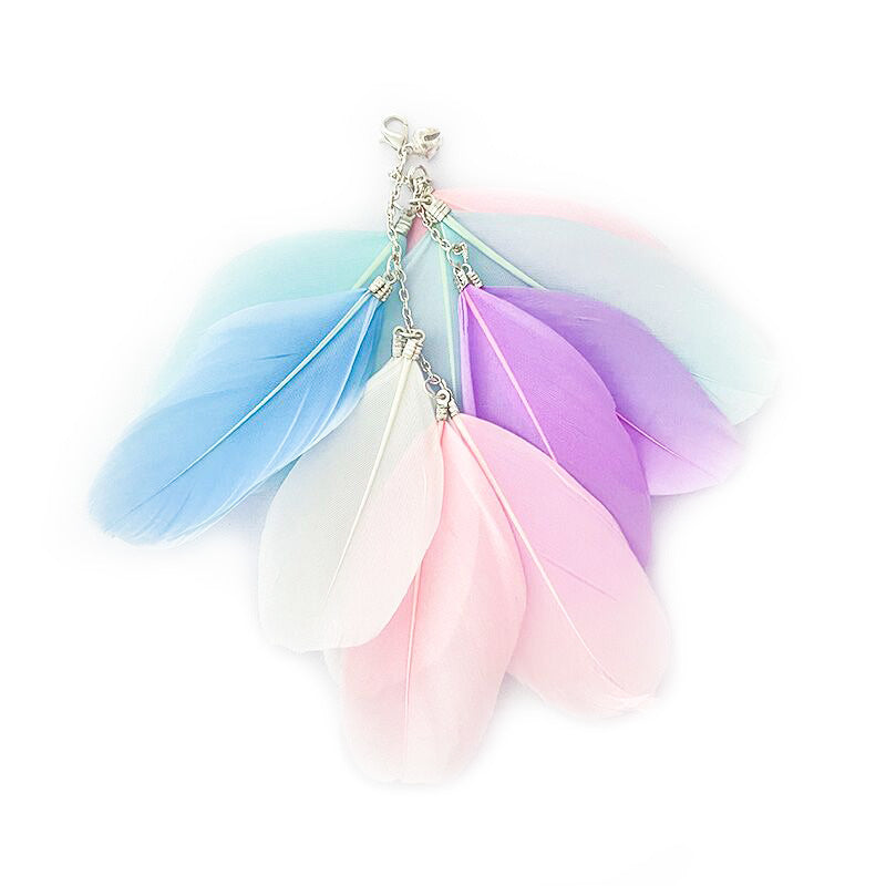 Interactive cat teaser wand with feather attachment for indoor play