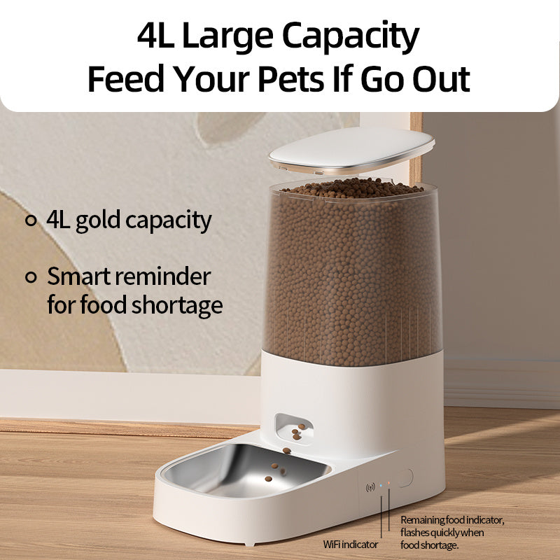 ROJECO 4L Automatic Pet Feeder  WiFi & Button Control for Cats & Dogs