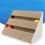 ToyTigris Triangle Corrugated Cat Scratcher with Bell Toy