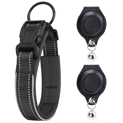 Airtag Pet Collar with Protective Leather Case